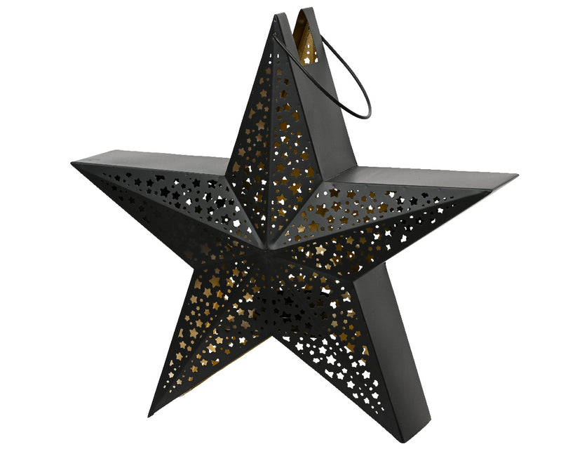 Black/Gold Iron Lantern with Star Design