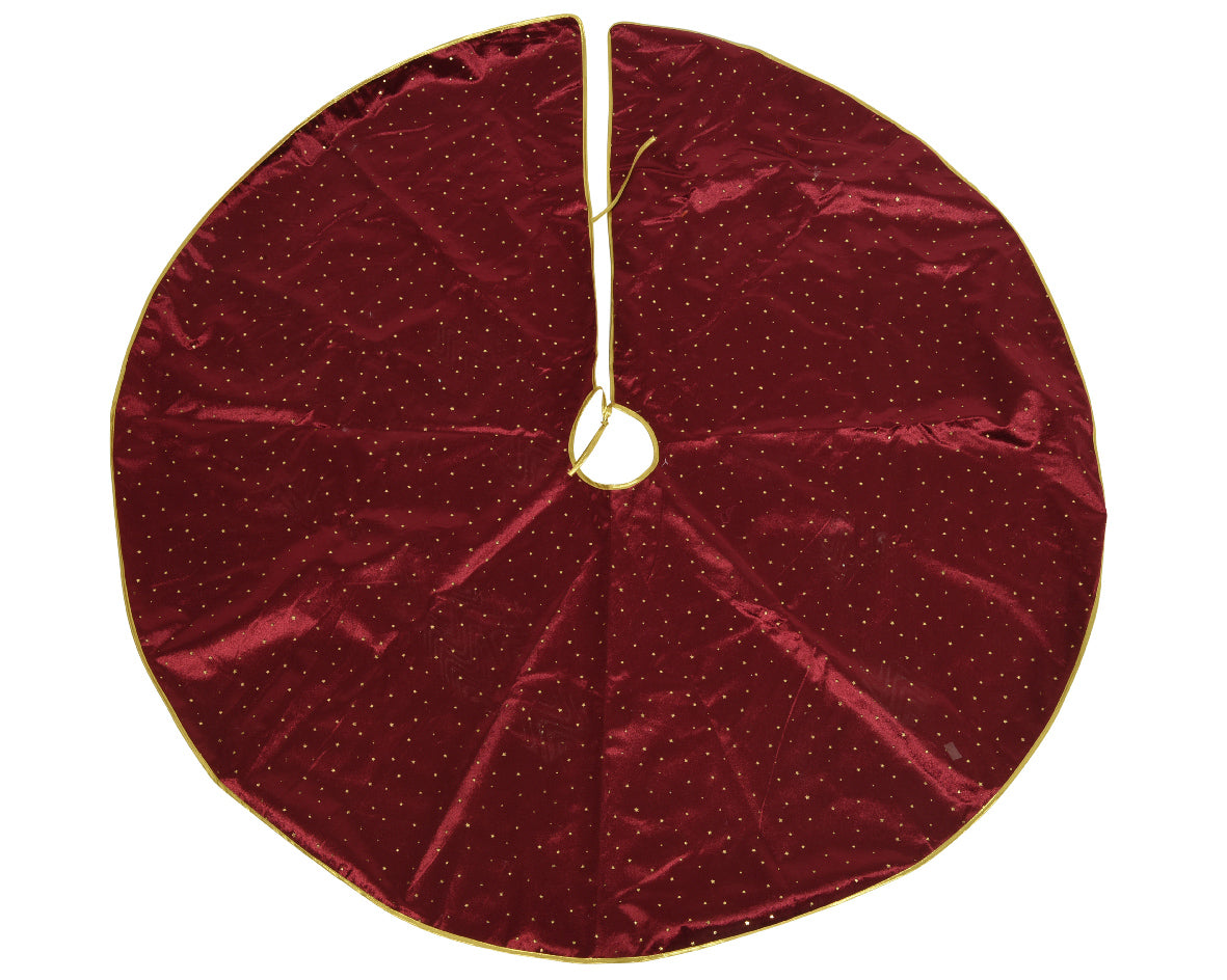 Tree skirt polyester oxblood deluxe