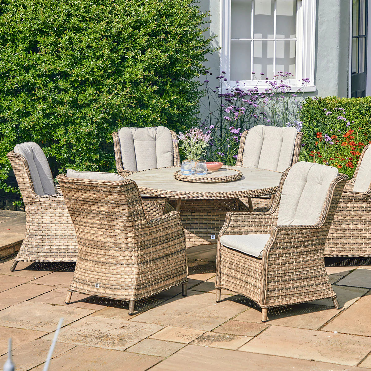 Florence 6 Seat Dining Set Deluxe With 3 Metre Parasol