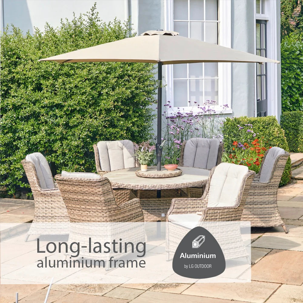 Florence 6 Seat Dining Set Deluxe With 3 Metre Parasol
