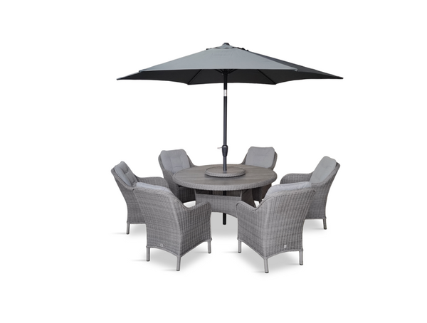 Corsica Anthracite 6 Seat Dining Set with Lazy Susan