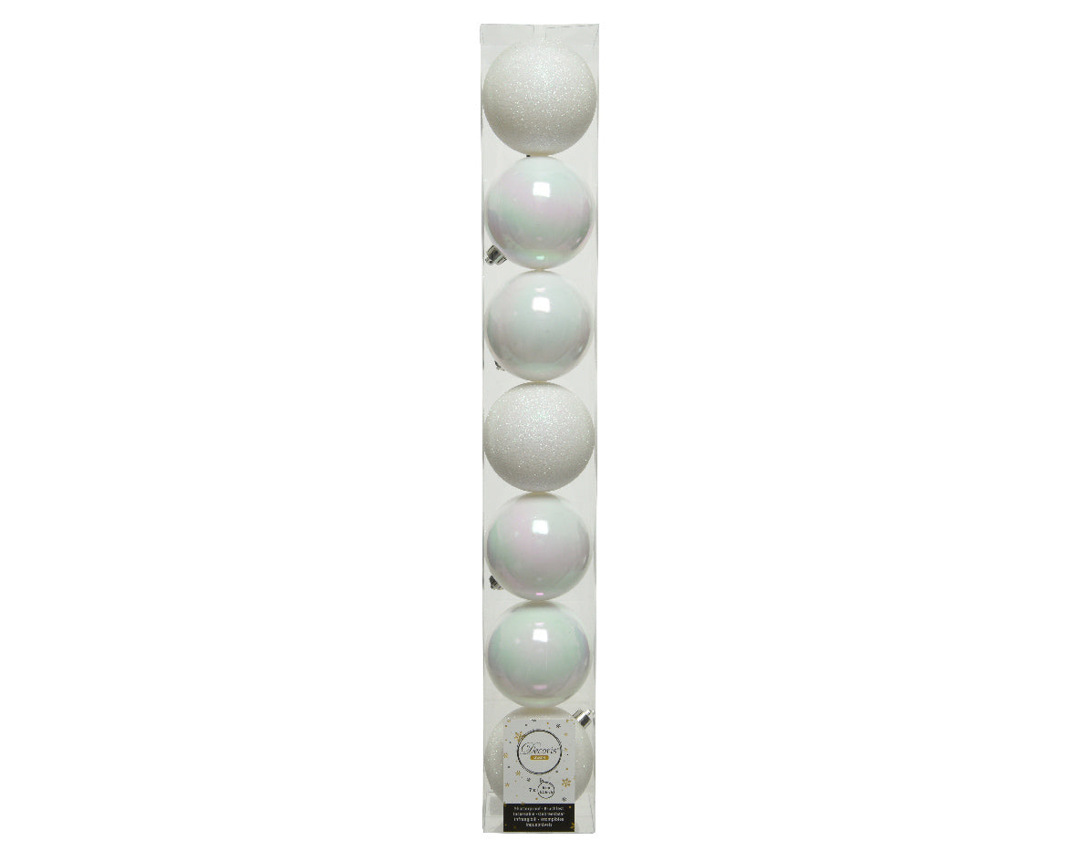 White Baubles Pack of 7