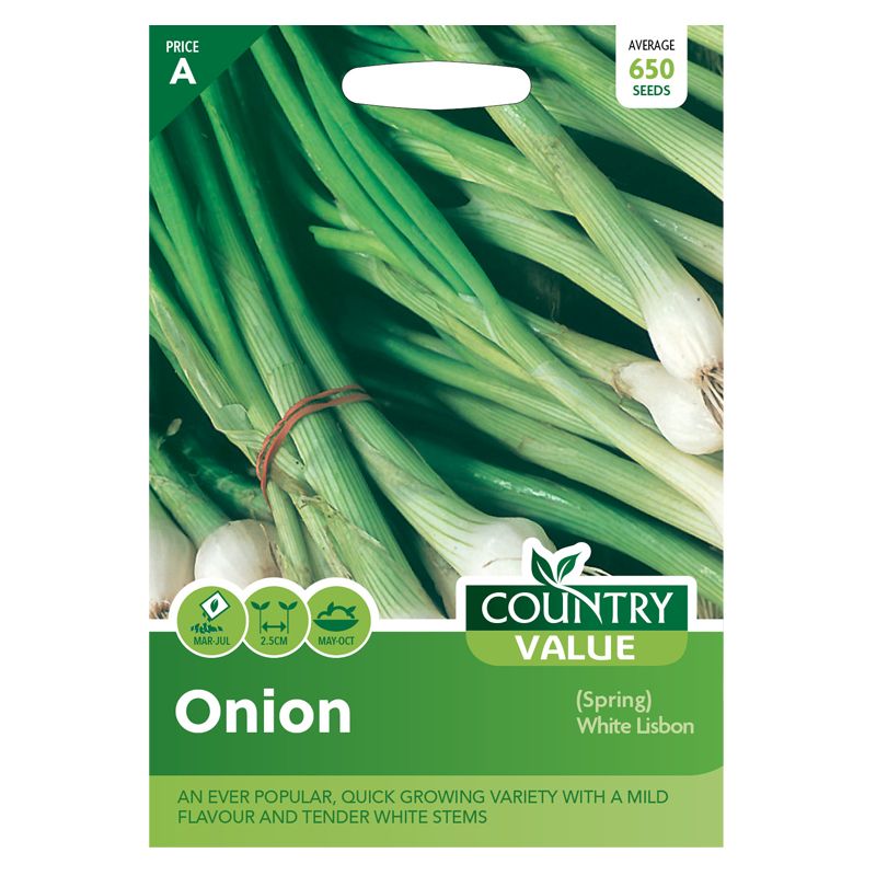 Onion (Spring) White Lisbon Seeds Country Value
