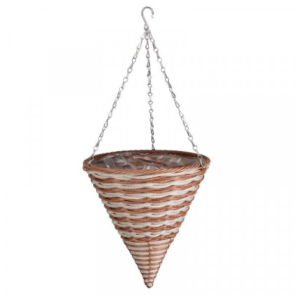 Hanging Basket Duet Faux Rattan Cone 14" (36cm)