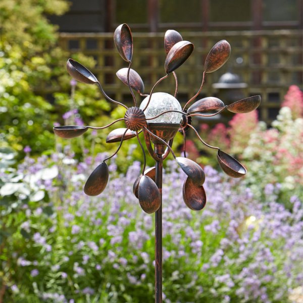 Wind Spinner Gemini with Colour Changing Solar Crackle Ball 130cm