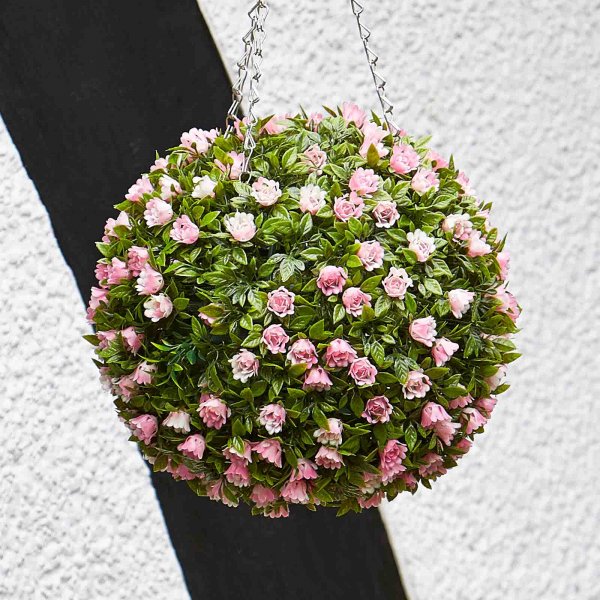 Artificial Topiary Ball Pink Rose 30cm