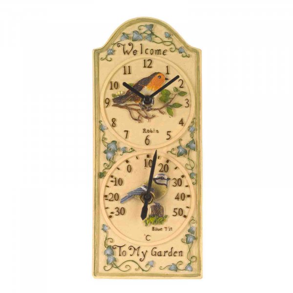 Wall Clock & Thermometer Birdberry 12"