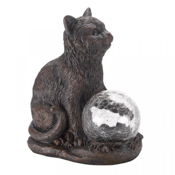 Solar Ornament Mystic Mog with Colour Changing Crackle Light