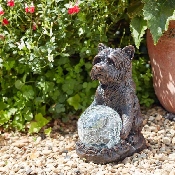 Solar Ornament Mystic Dog with Colour Changing Crackle Light