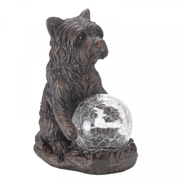 Solar Ornament Mystic Dog with Colour Changing Crackle Light