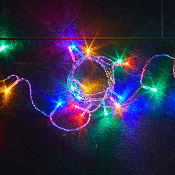 LED Battery Operated String Lights Multi Colour 50 LEDs