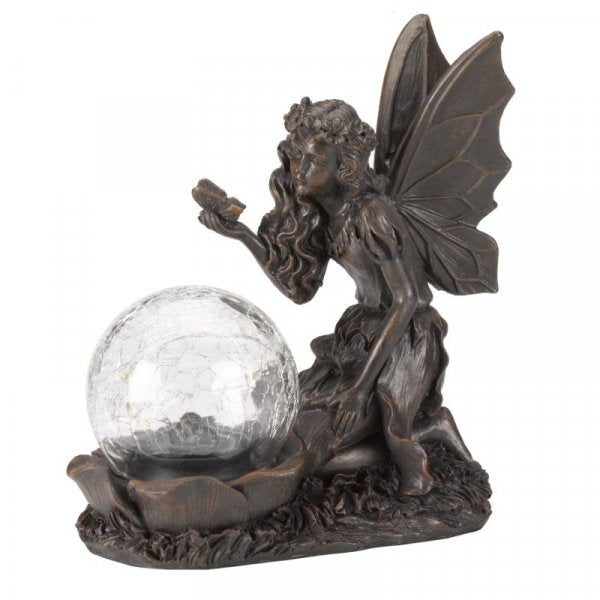 Solar Ornament Gazing Fairy with Colour Changing Crackle Light