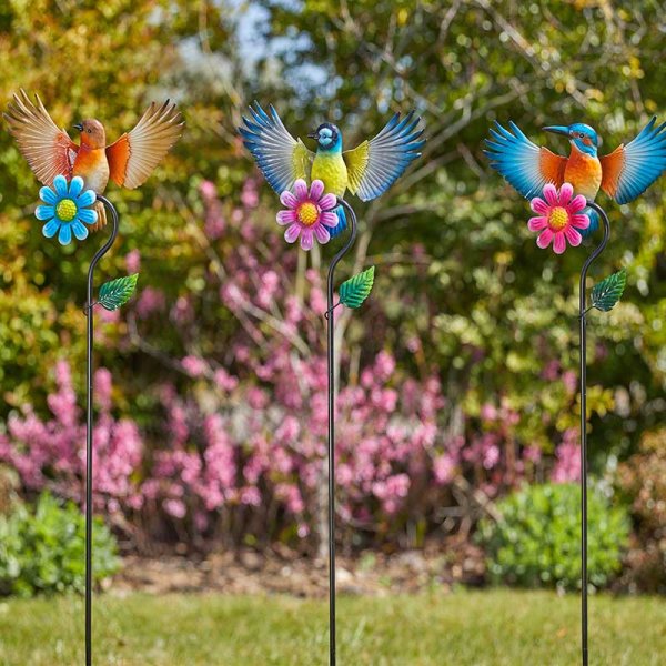 Border Stake Flower Birds