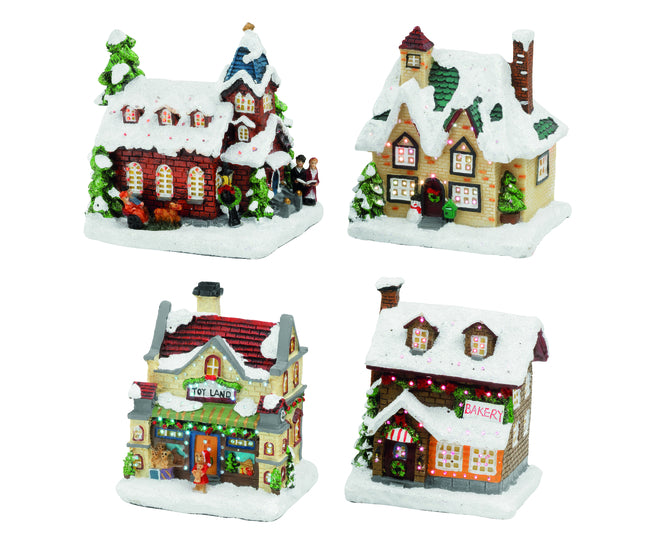 LED Battery Operated Winter House/Shop Scene