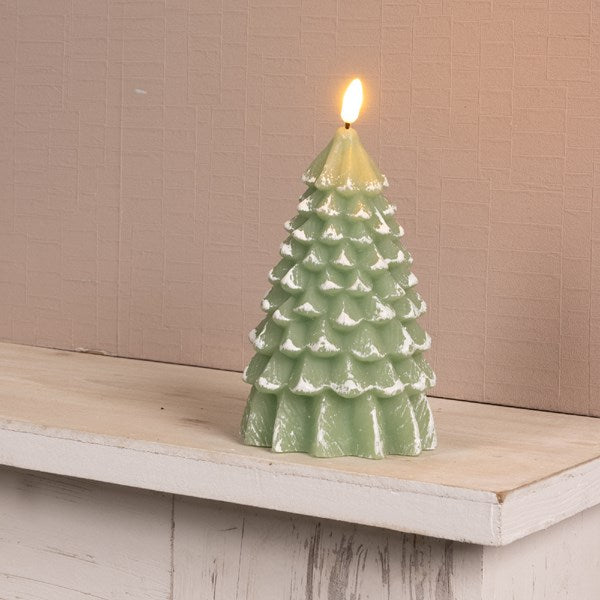 Candle LED Battery Operated Wax Wick Christmas Tree 19cm