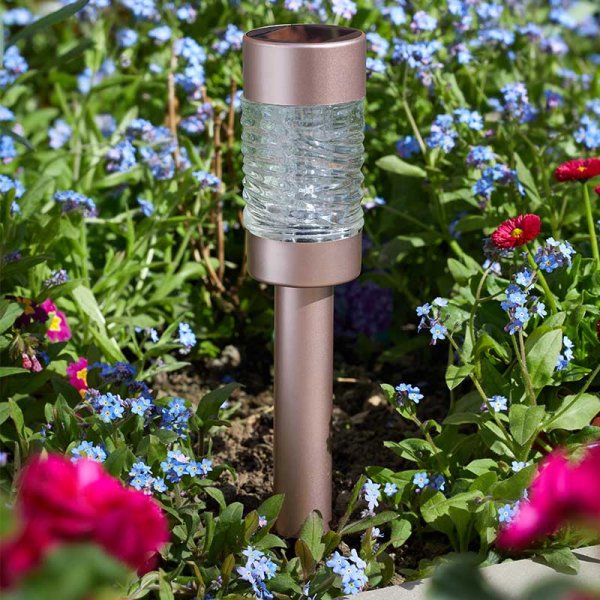 Solar Stake Light Martini Rose Gold Warm White 3 Lumens