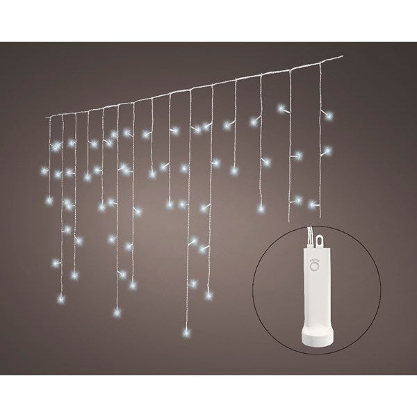 LED Battery Operated 192 Multi-function Icicle Twinkle String Lights Cool White