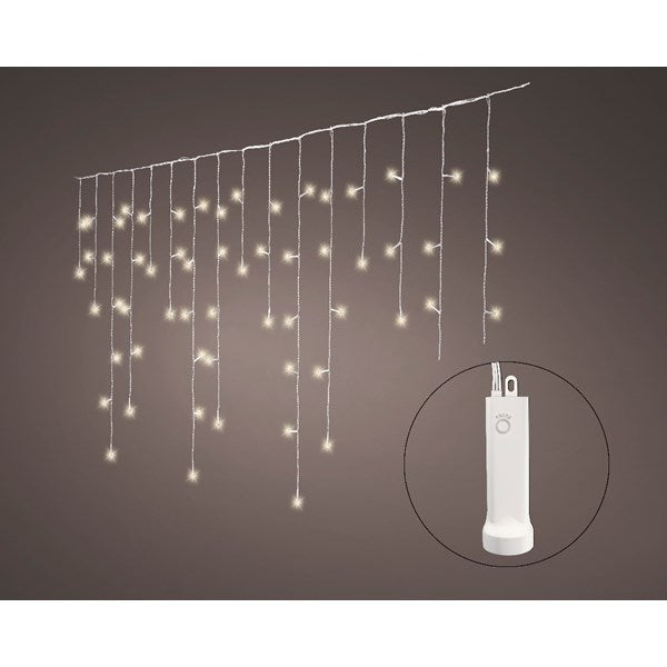 LED Battery Operated 192 Multi-function Icicle Twinkle String Lights Warm White