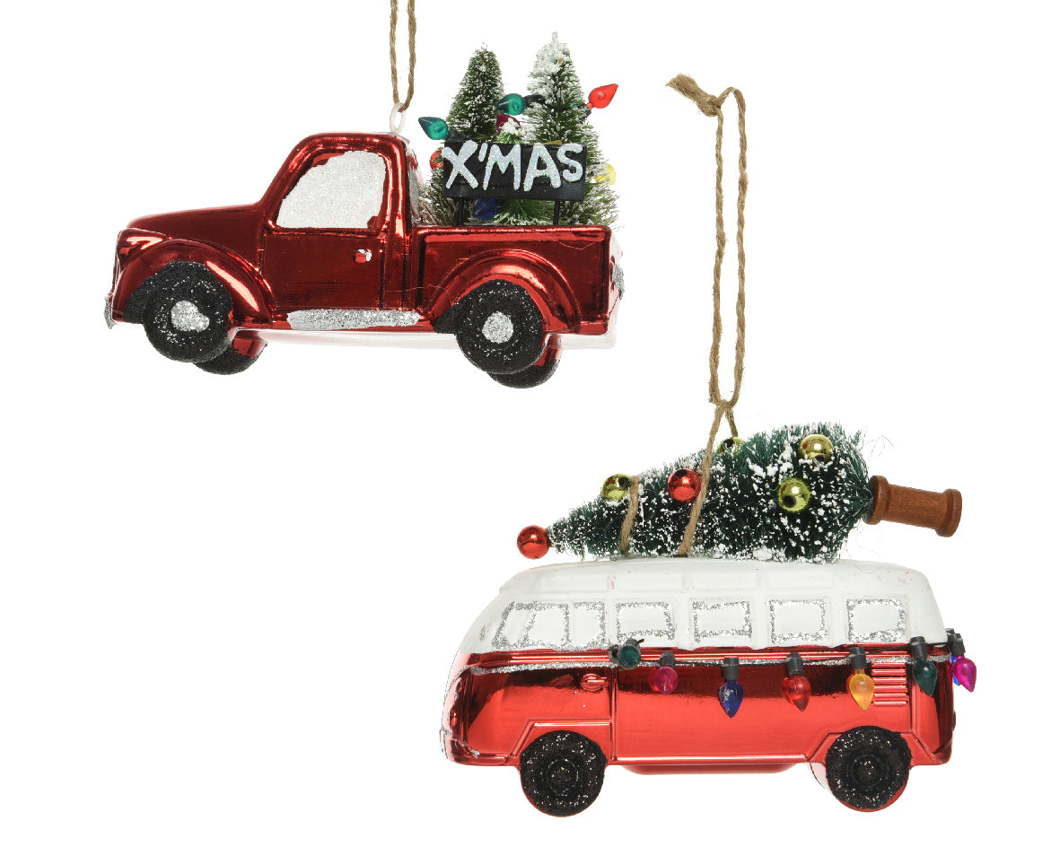 Plastic Car Decoration with Christmas Tree 9cm