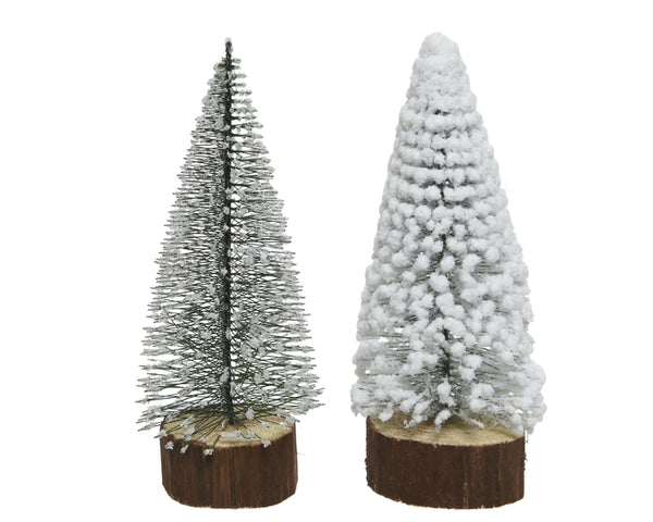 Mini Wooden Christmas Tree Frosted 28cm