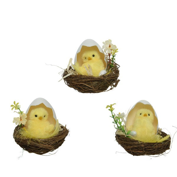 Chick Plush with Plastic Flower & Foam Egg | Cornwall Garden Shop | UK