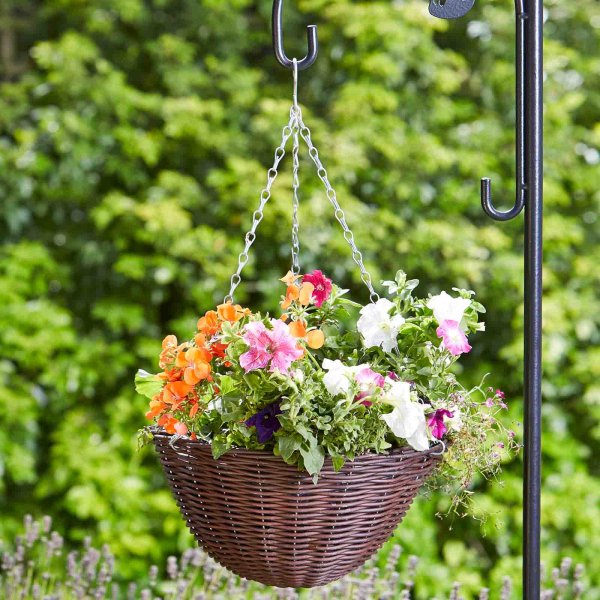 Hanging Basket Faux Rattan Chestnut 14" (36cm)