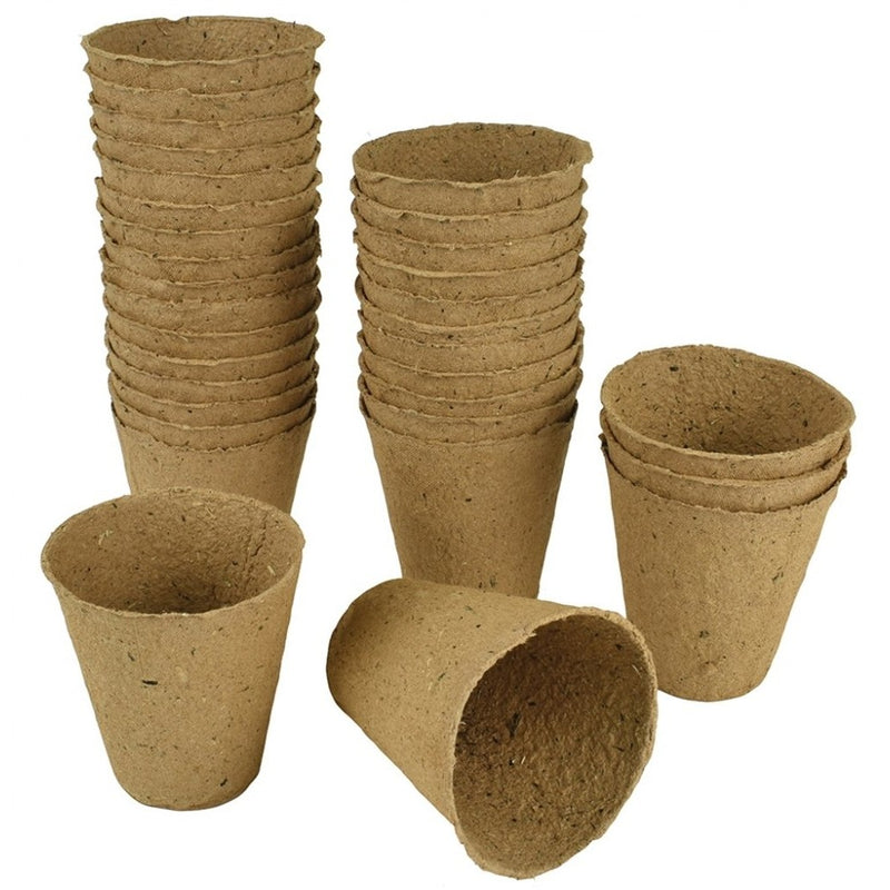 8cm Round Fibre Pots (12) | Cornwall Garden Shop | UK