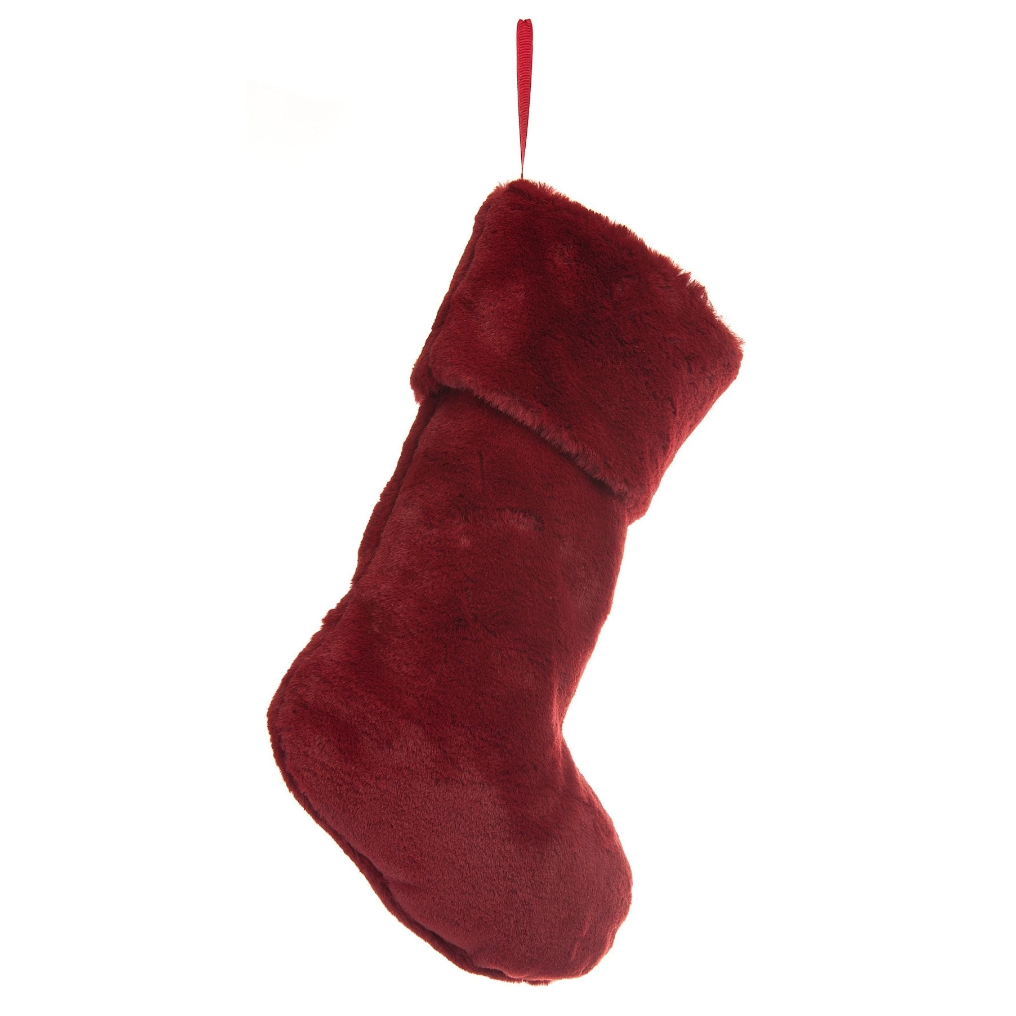 Red Fur Stocking 50cm | Cornwall Garden Shop | UK 