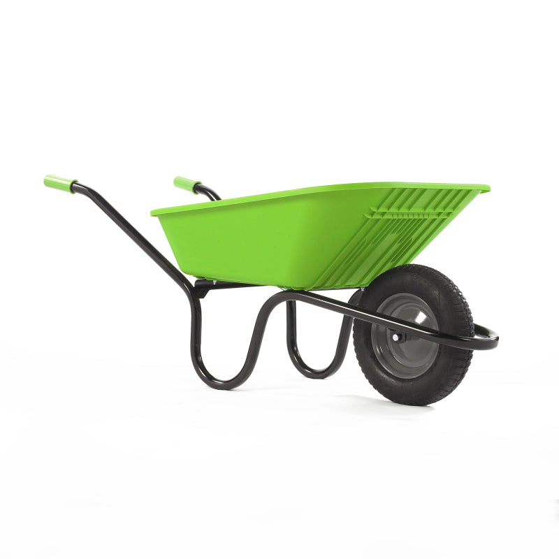 Wheelbarrow Lime Green Polypro with Pneumatic Wheel 90L