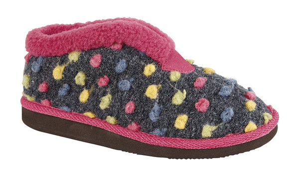 Slipper 'Tilly' Knitted Textile Fuchsia/Multi - Various Sizes