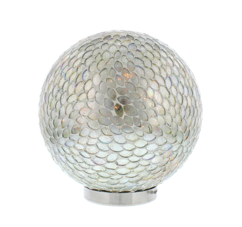 Festive LED Crackle Effect Silver Ball 20cm Battery Operated