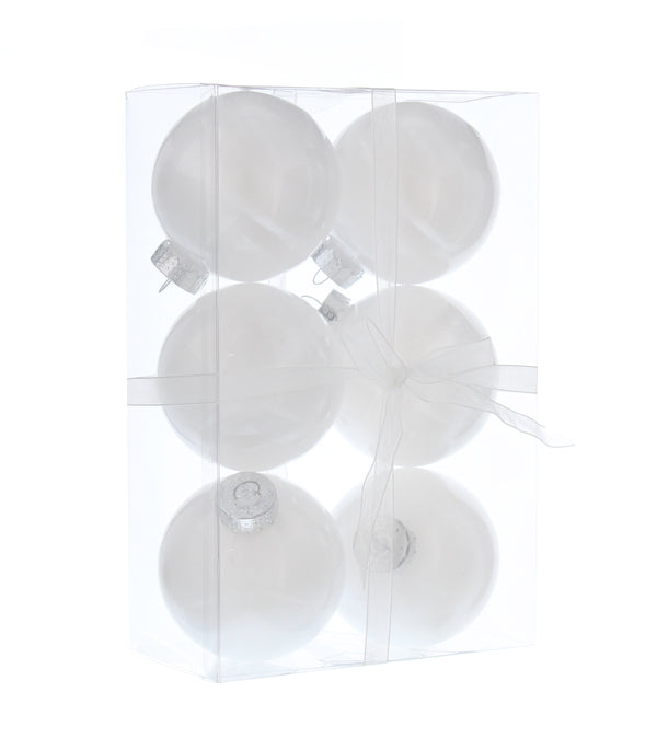 Baubles Iridescent White 8cm (6pk)