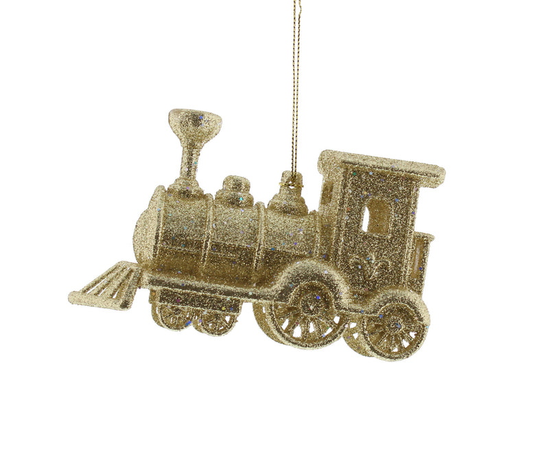 Hanging Decoration Train Glitter Gold 13cm