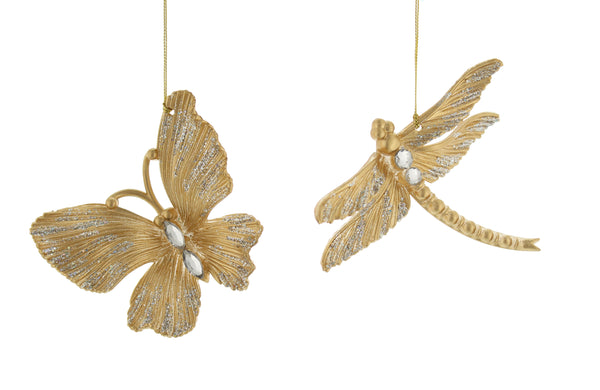 Hanging Decoration Dragonfly or Butterfly Gold 10cm