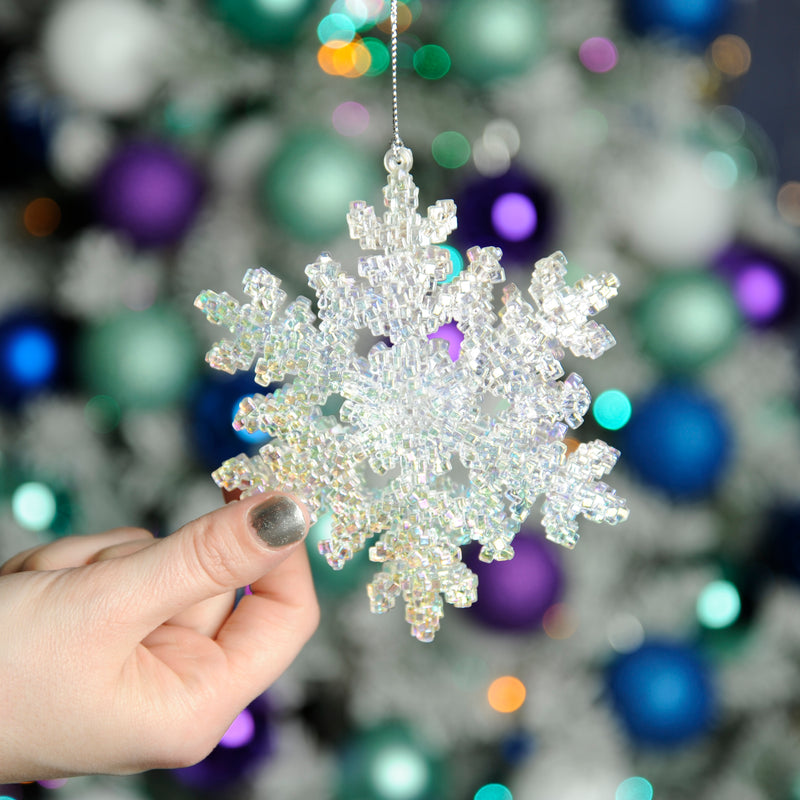 Hanging Decoration Snowflake Iridescent Glitter 13cm