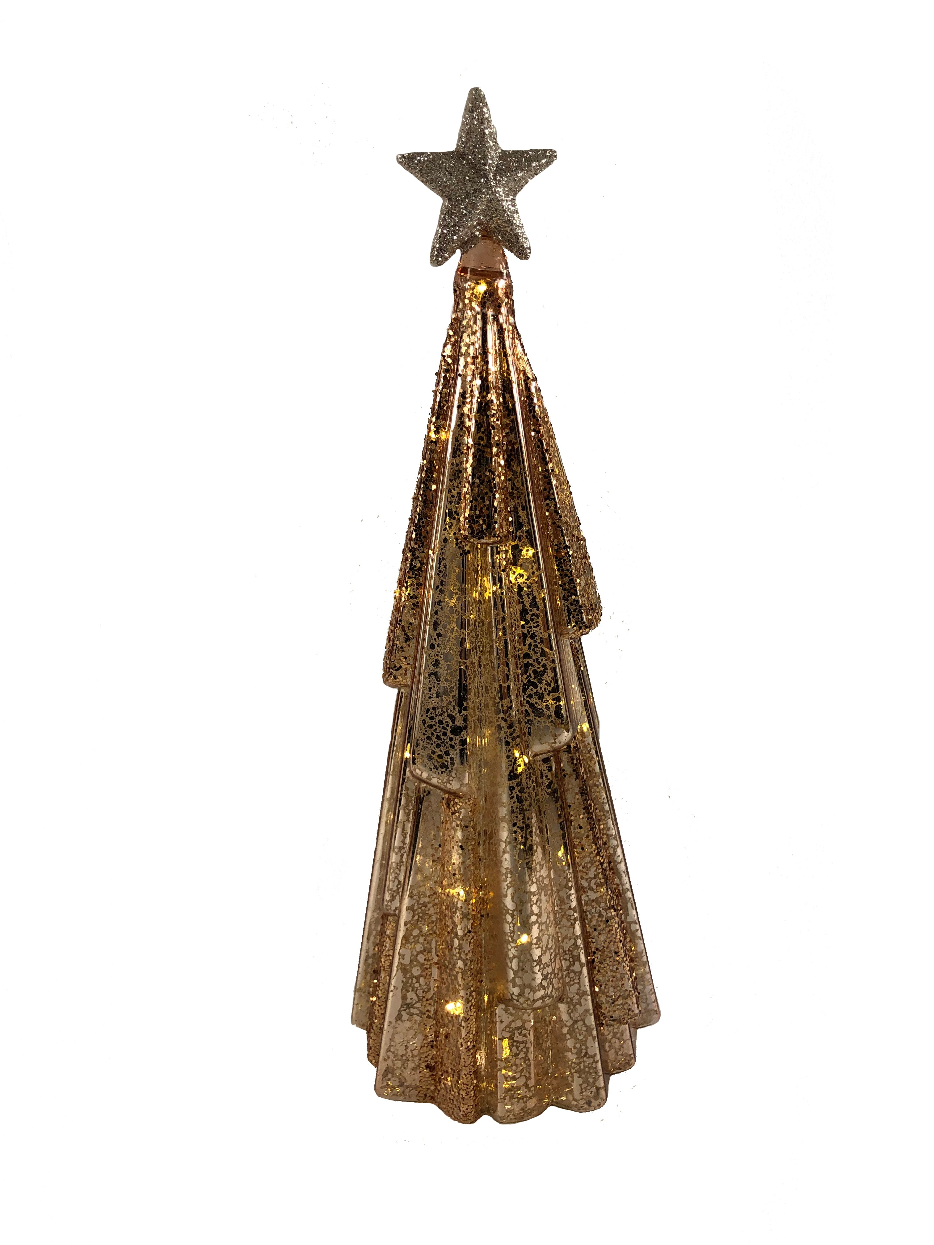 24cm battery operated lit rose gold crackle effect tree