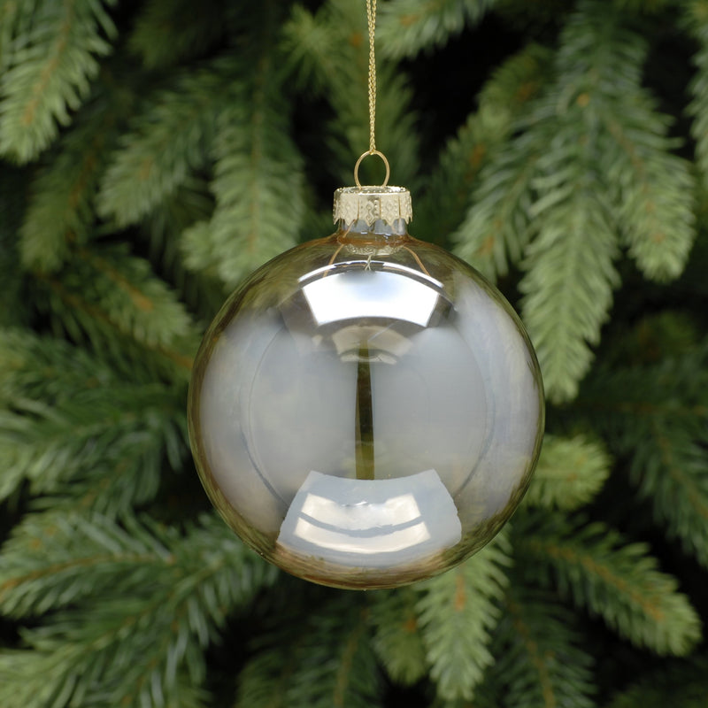 Bauble Smokey Iridescent Glass 8cm