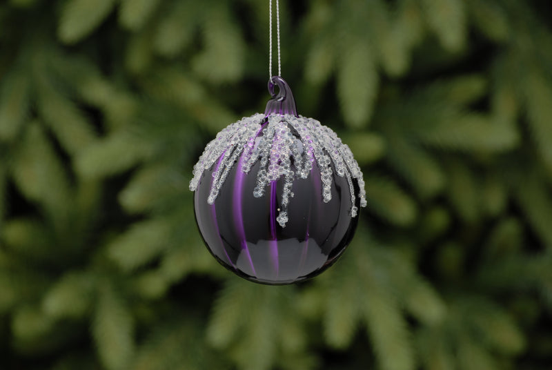 Bauble Purple with White Ice 8cm