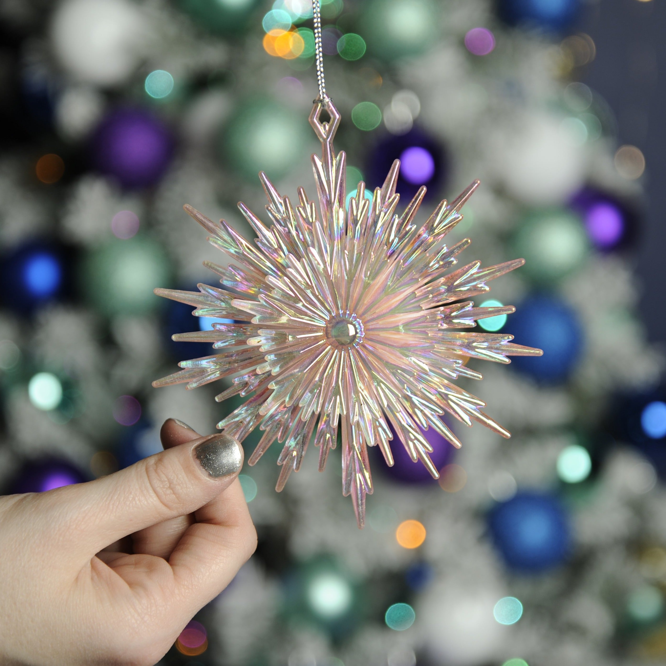14cm Pink Iridescent Acrylic Starburst | Cornwall Garden Shop | UK