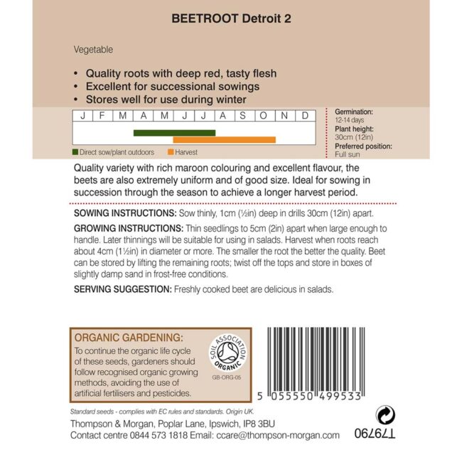 Beetroot Detroit 2 (Organic) Seeds