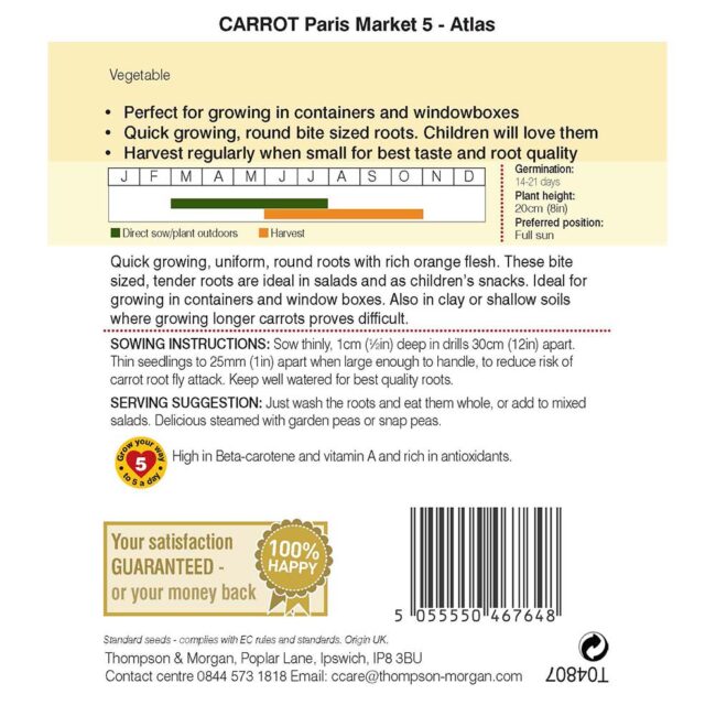 Carrot Paris Market Atlas Vegetable Seeds