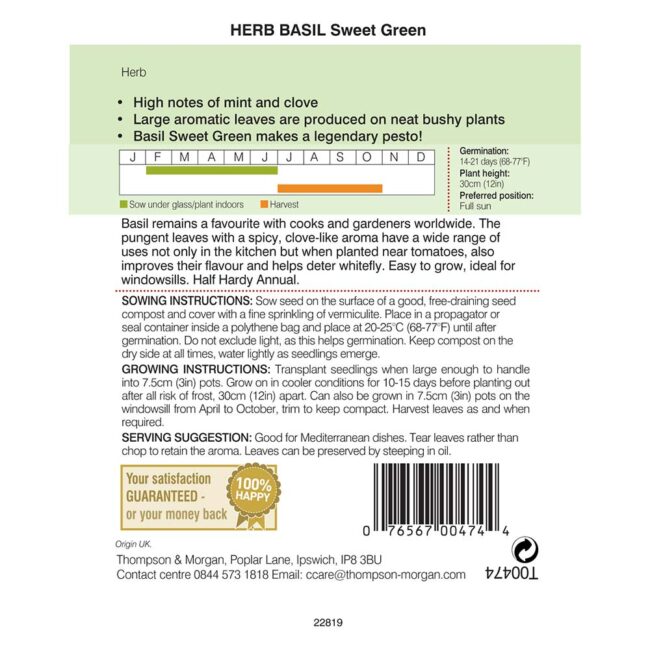 Basil Sweet Green Herb Seeds