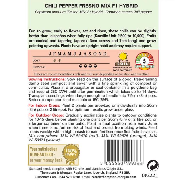 Pepper Chilli Fresno Mix F1 Hybrid Vegetable Seeds