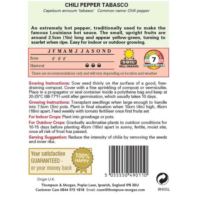 Pepper Chilli Tabasco Seeds