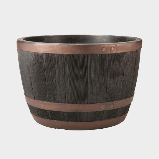 Half Barrel Blenheim Outdoor Planter 40cm COPPER TRIM