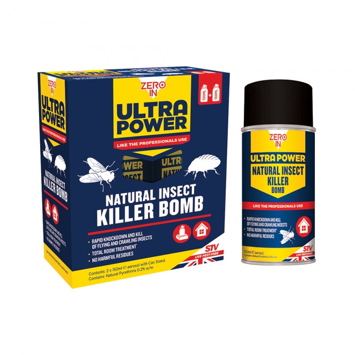 Natural Insect Killer Bomb Ultra Power Aerosol 150ml (2pk)