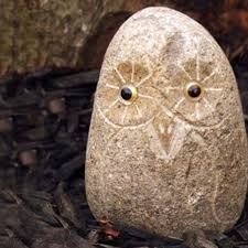 Stone Owl with Glass Eyes 9cm