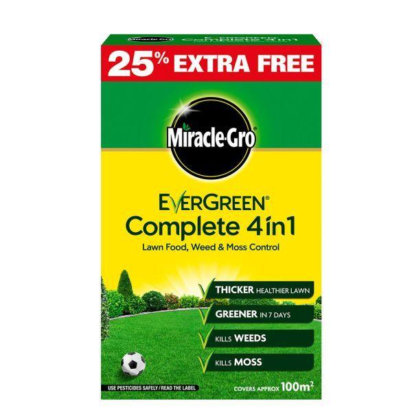 25% FREE+ Miracle-Gro Evergreen Complete 4-in-1 Lawn Feed, Weed and Moss Killer 200m² - Cornwall Garden Shop