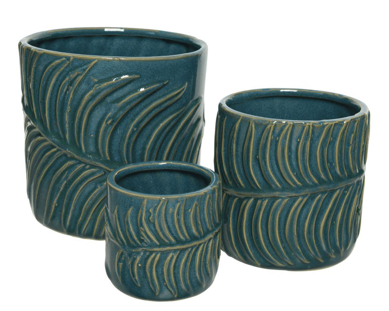 Planter Stoneware Green L