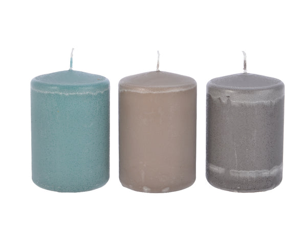 Wax Pillar Candle Frosted 3Col